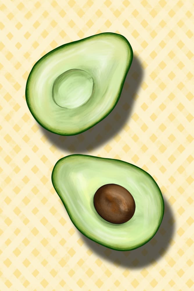 Fresh Avocado Halves by EMELIEmaria — canvas wall art