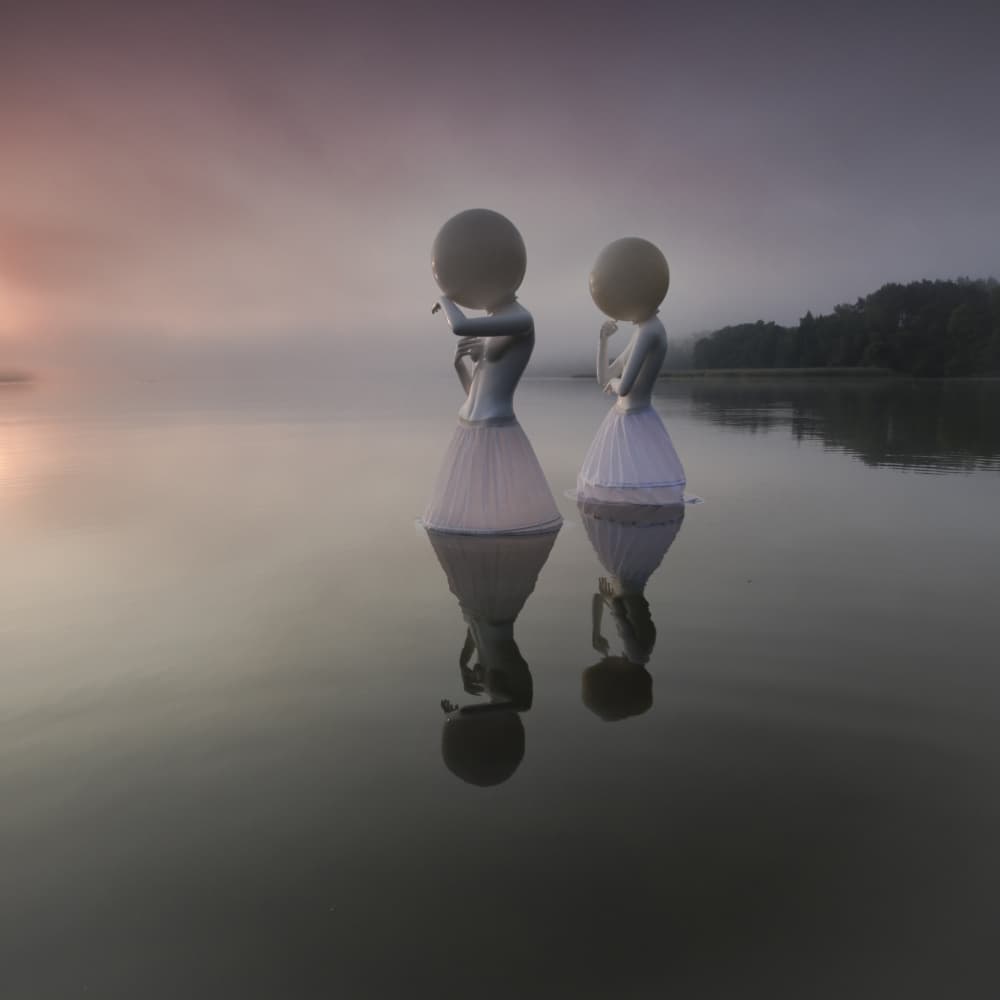 Surreal Lake Figures by Leszek Paradowski — canvas wall art