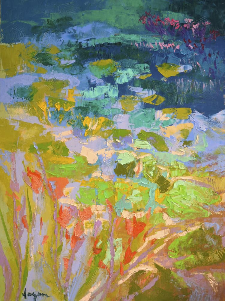 Vibrant Water Lilies by Dorothy Fagan — canvas wall art