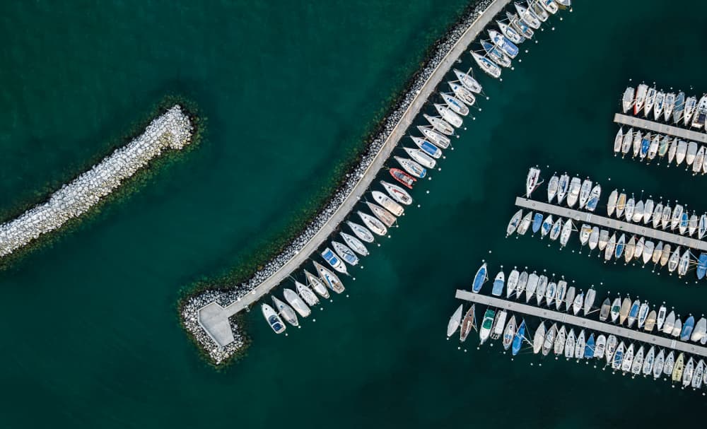 Aerial Marina Boats by Wei (David) Dai — canvas wall art