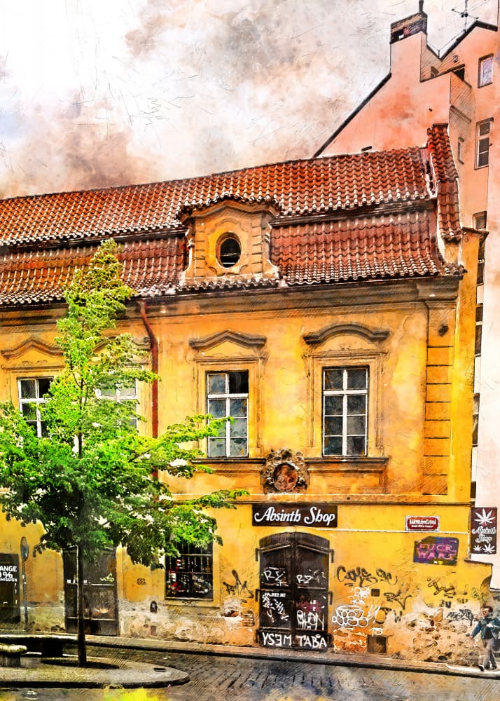 Historic Absinth Shop Building by Justyna Jaszke — canvas wall art
