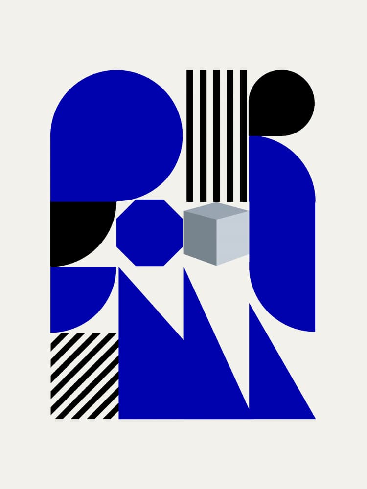 Modern Geometric Blue Shapes by Little Dean — canvas wall art