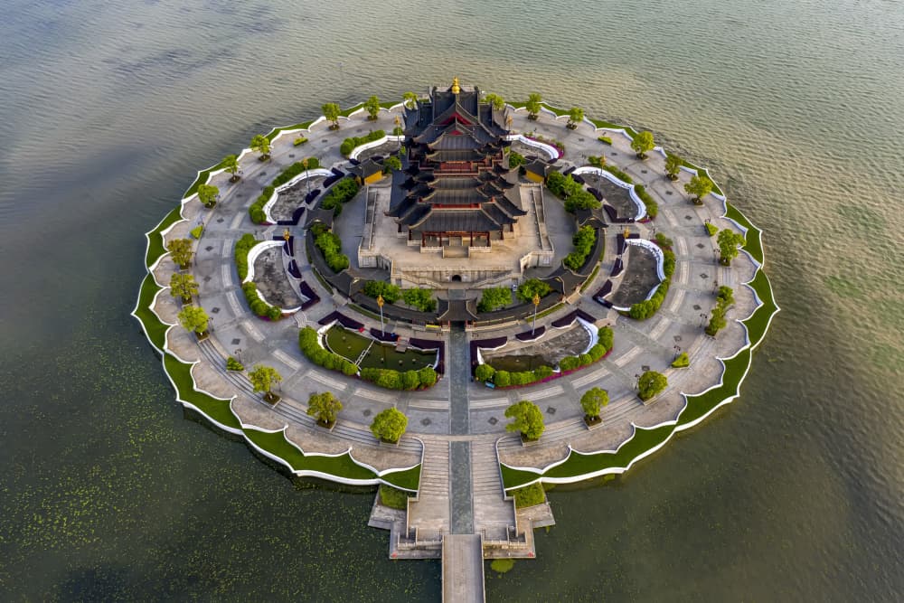 Chinese Temple Island by Raymond Ren Rong Liu — canvas wall art
