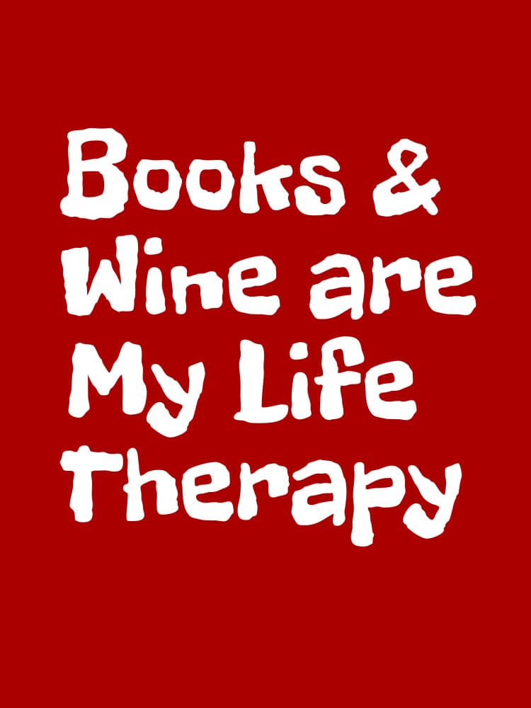 Books Wine Life Therapy by Happie Eagle — canvas wall art