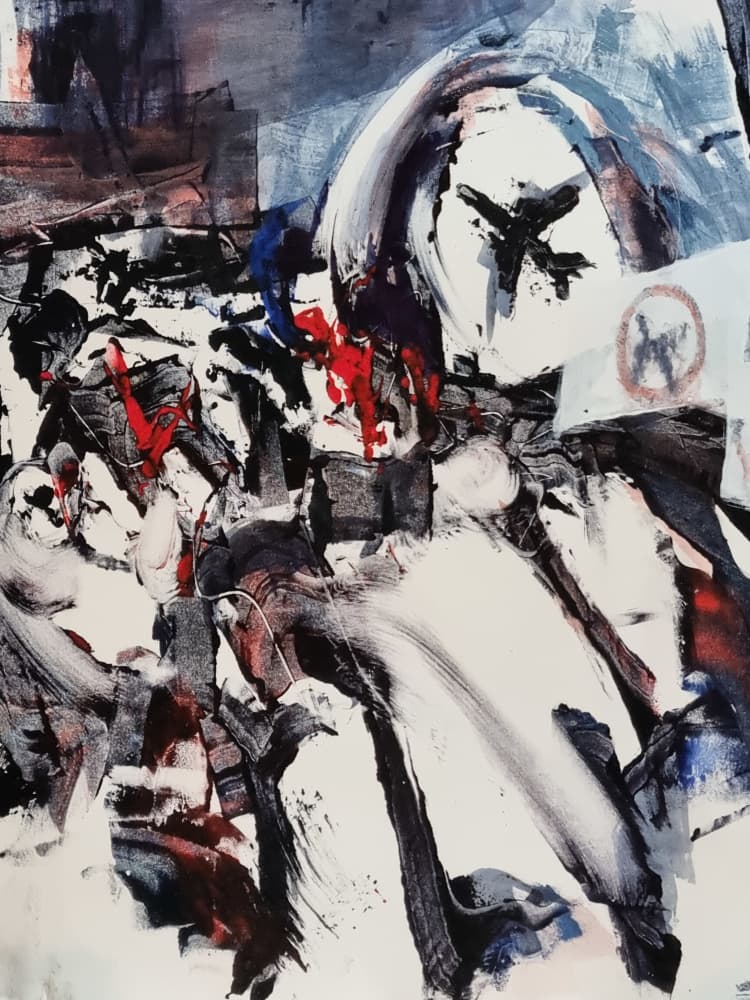 Chaotic Red Expression by David Antonides — canvas wall art