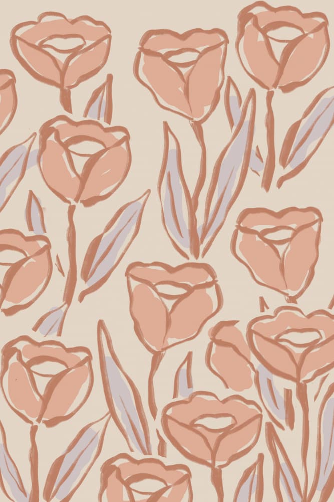 Muted Peach Tulips by Melloi Art Prints — canvas wall art