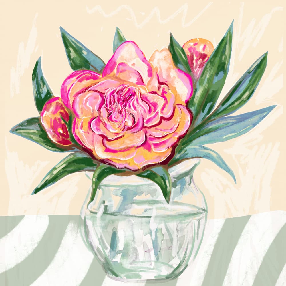 Vibrant Peonies Bouquet by EMELIEmaria — canvas wall art