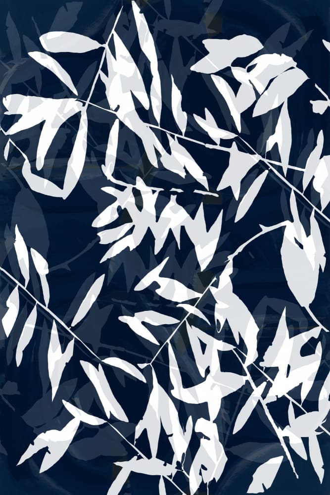 Abstract Navy Leaves by cartissi — canvas wall art
