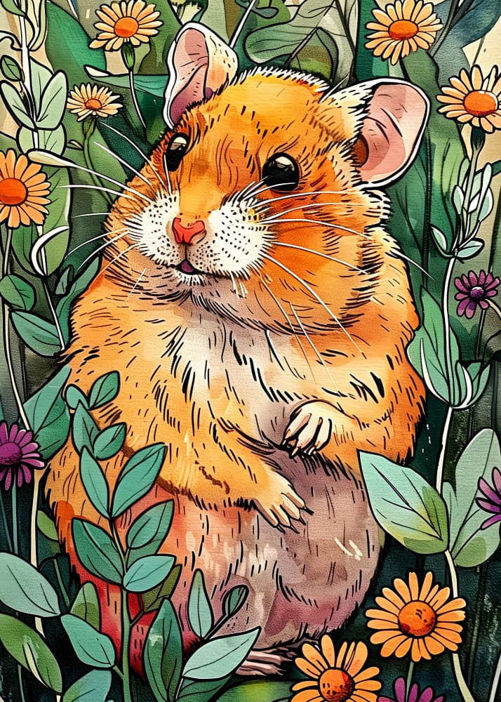 Cute Garden Hamster by Justyna Jaszke — canvas wall art
