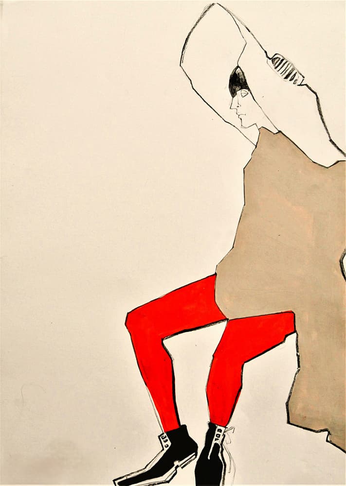 Bold Red Fashion Pose by Doris Schmitz — canvas wall art