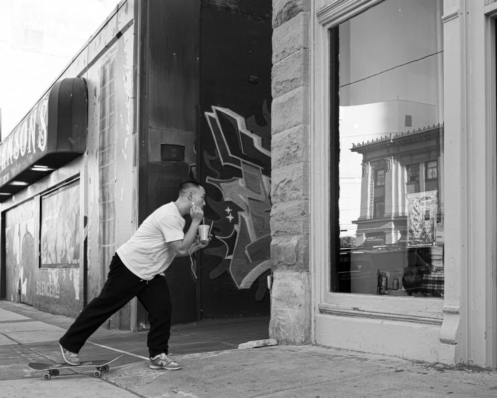 Street Skater City Reflection by Wendy Fischer Hartman — canvas wall art