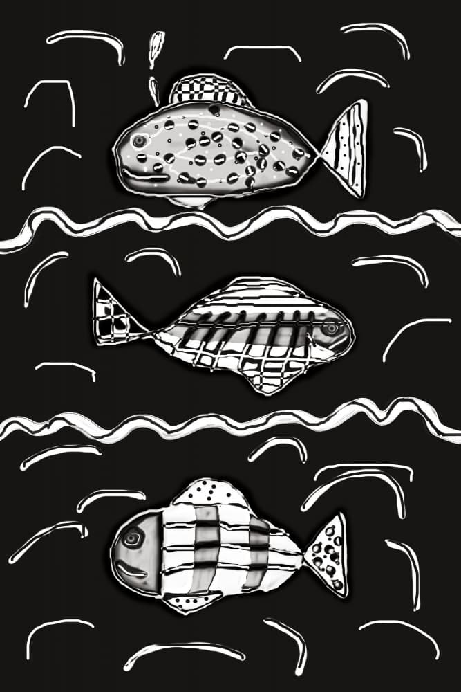 Three Patterned Fish by Christina Sillen — canvas wall art