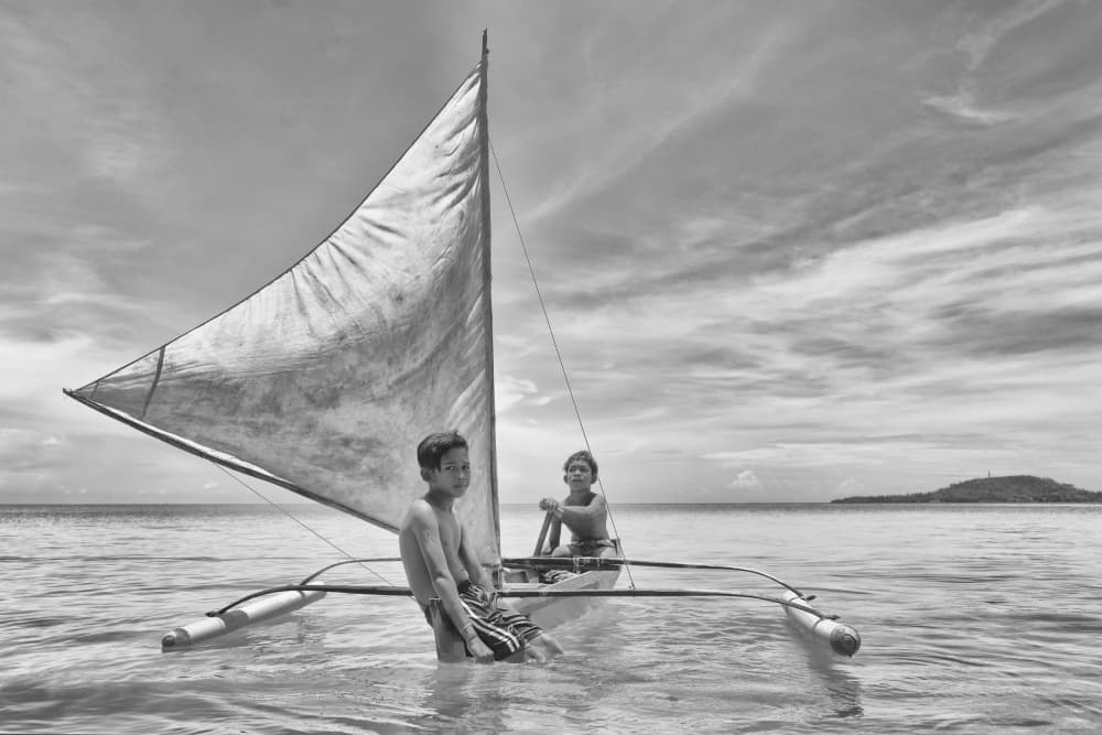 Island Boys Sailboat by Kieron Long — canvas wall art