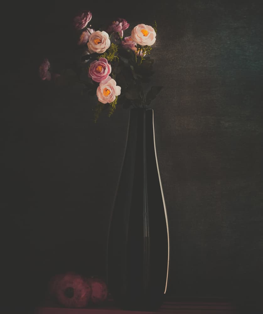 Moody Flowers Still Life by Farid Kazamil — canvas wall art