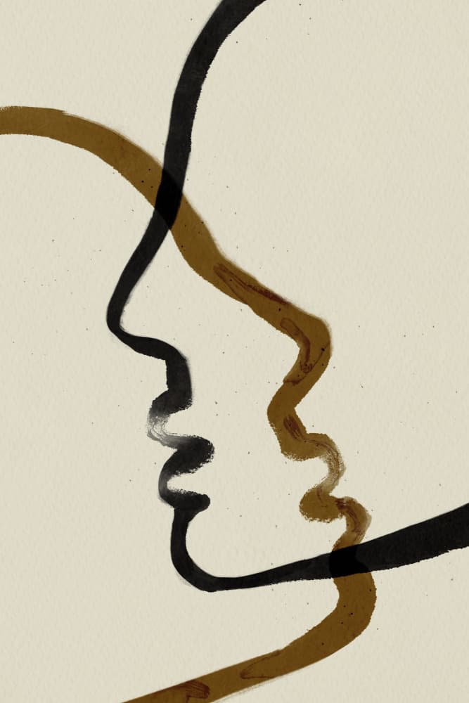 Intertwined Profiles by Treechild — canvas wall art