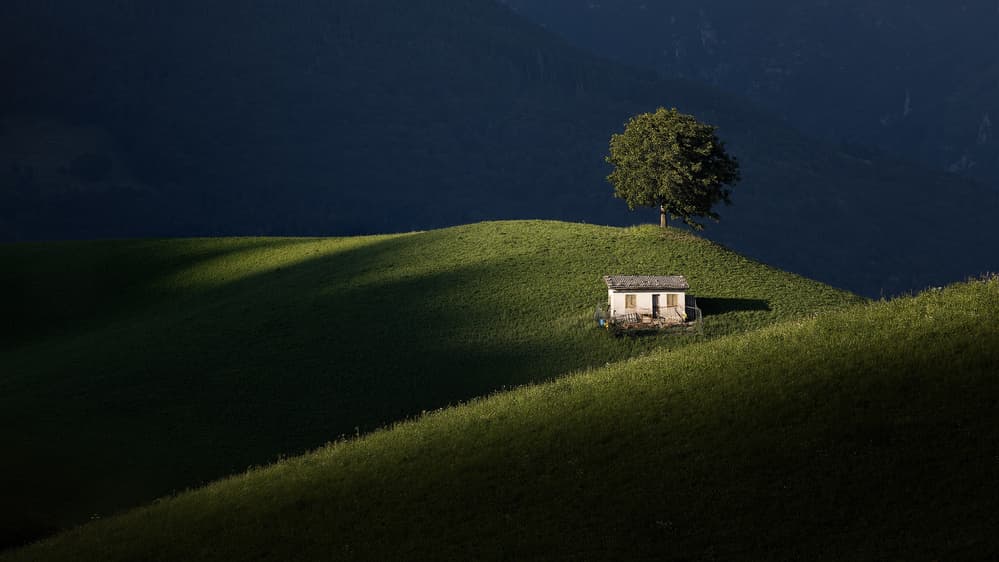 Sunlit Hillside Home by Fiorenzo Carozzi — canvas wall art