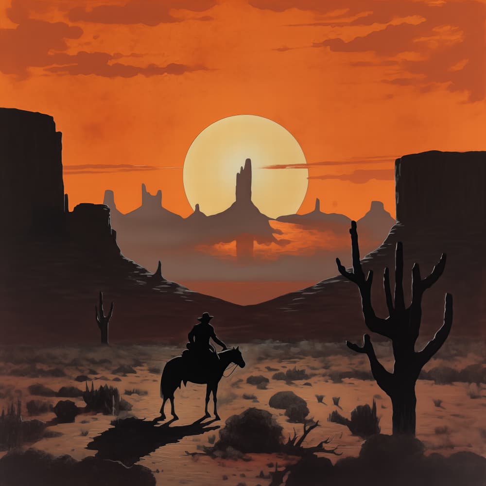 Lone Rider Sunset by Andreas Magnusson — canvas wall art