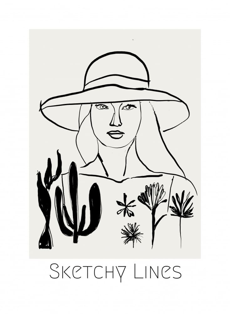 Bohemian Woman Sketch by Beate Tubach — canvas wall art