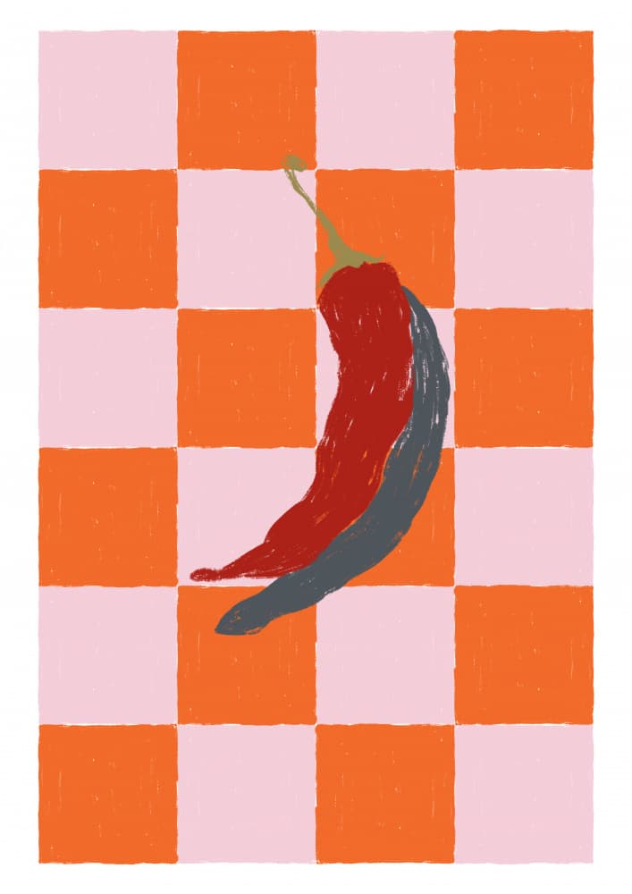 Hot Peppers Checkered by Ivy Green Illustrations — canvas wall art