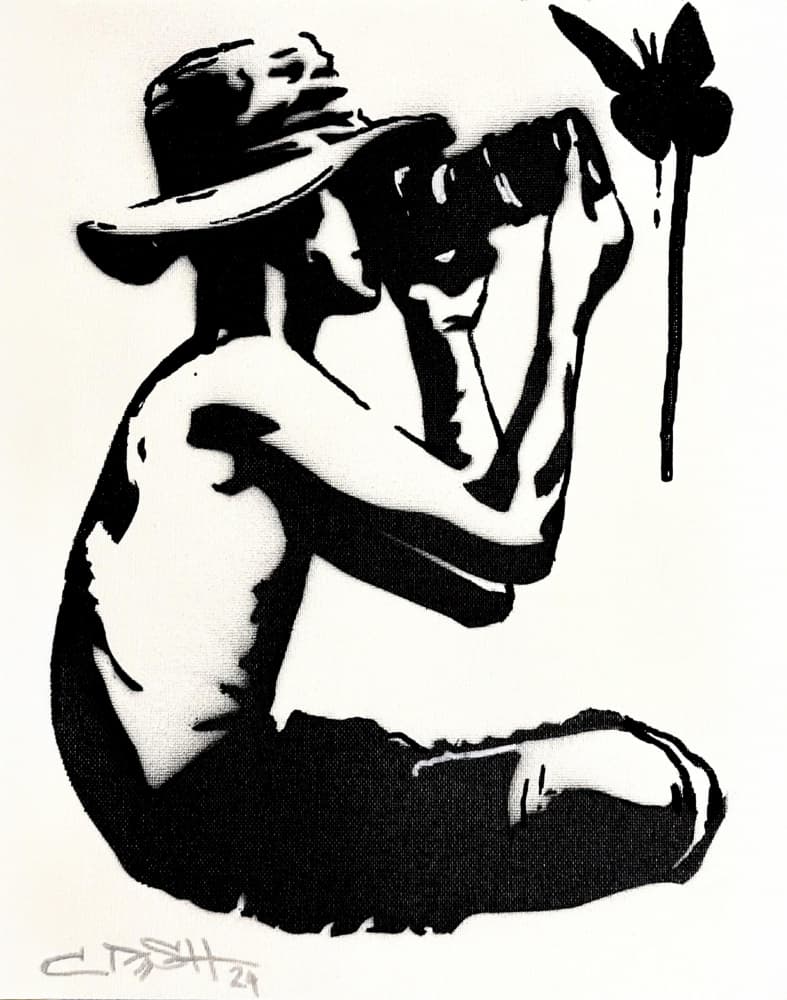 Boy Watching Butterfly by Suzan Habib — canvas wall art