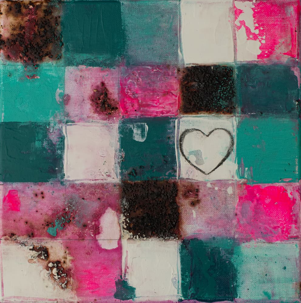 Vibrant Heart Grid by Deb Chaney — canvas wall art