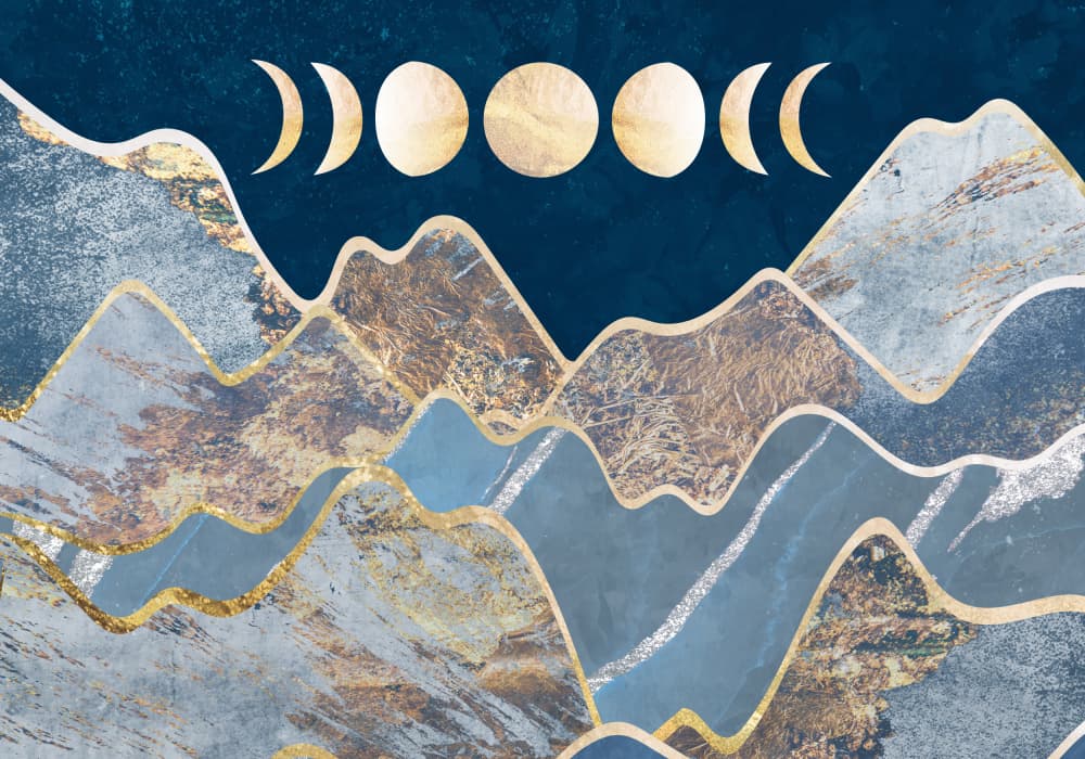 Golden Moon Mountains by Sarah Manovski — canvas wall art