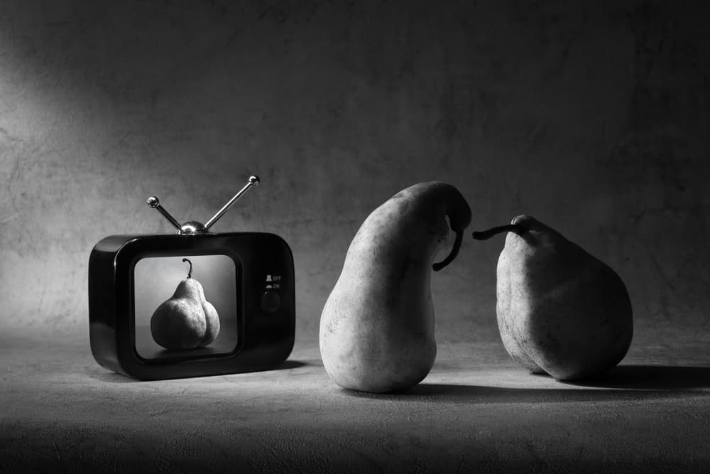 Pear Self Reflection by Victoria Glinka — canvas wall art
