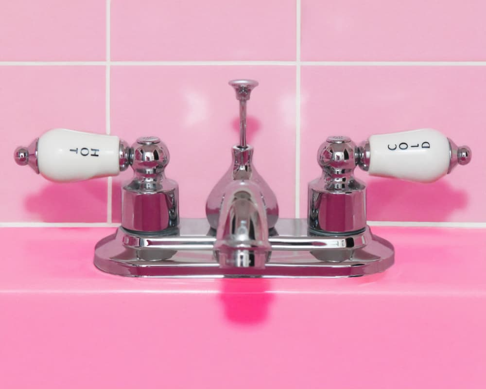 Retro Pink Sink Faucet by Tom Windeknecht — canvas wall art