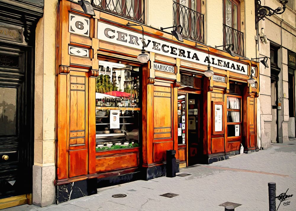 Cerveceria Alemana Madrid by Osvaldo Russo — canvas wall art