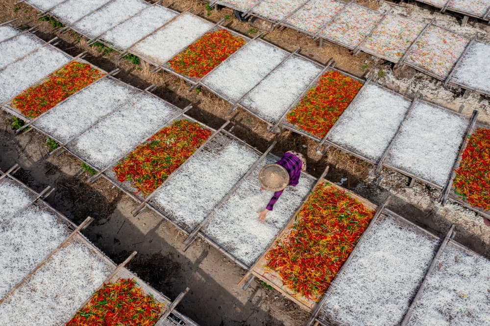 Vibrant Drying Racks by Tran Van Truong — canvas wall art