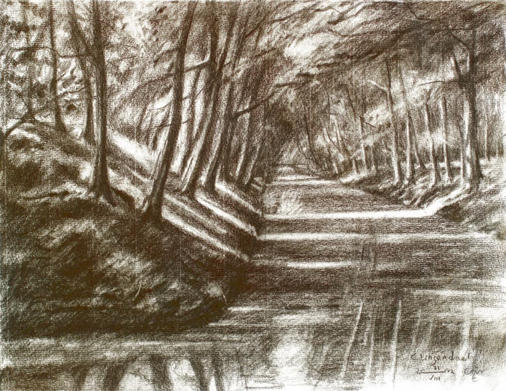 Shaded Canal Reflections by Corné Akkers — canvas wall art