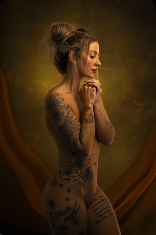 Serene Tattooed Woman by Hardik Pandya — canvas wall art