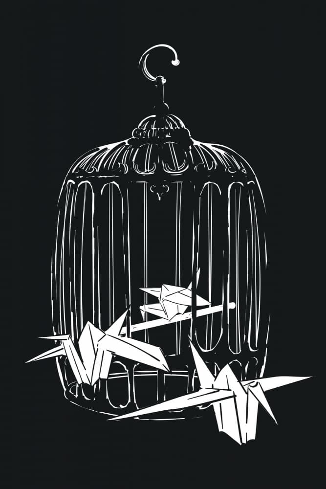 Freedom Origami Birdcage by jay stanley — canvas wall art
