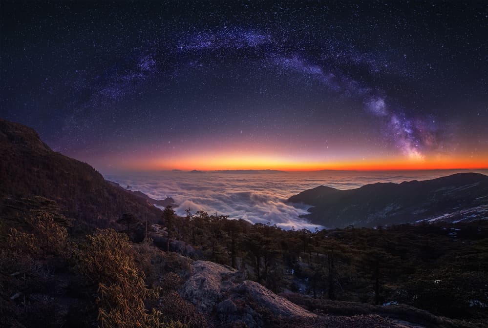 Milky Way Mountain Dawn by Selions(陈磊) — canvas wall art