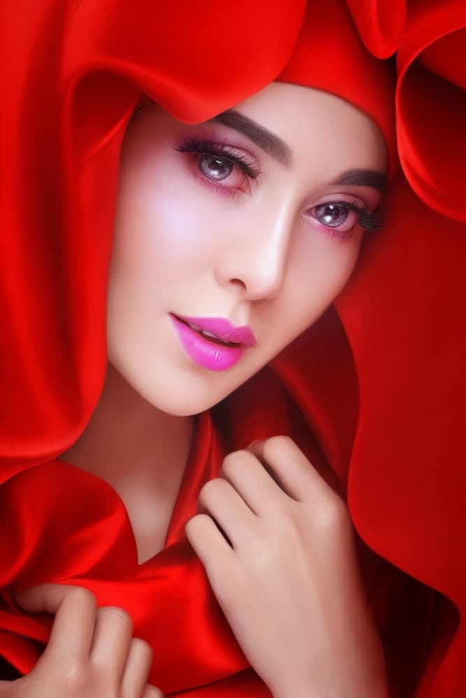 Glamorous Red Portrait by Rezamoto — canvas wall art