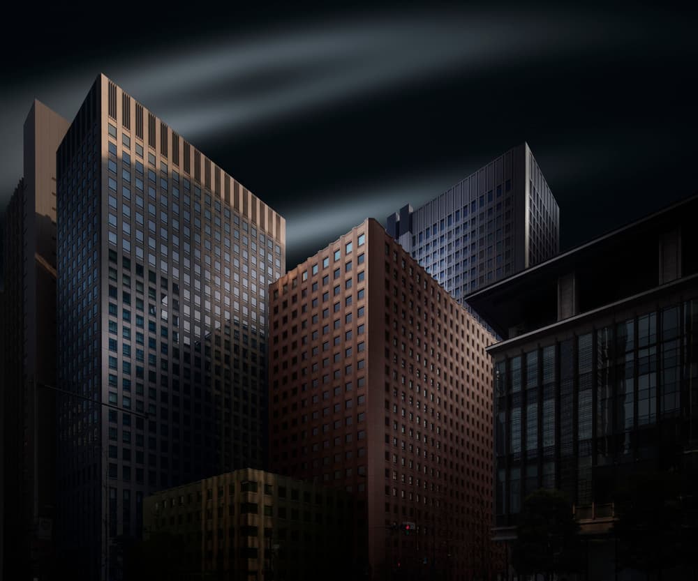 Urban Night Towers by Shuchuan Liu — canvas wall art