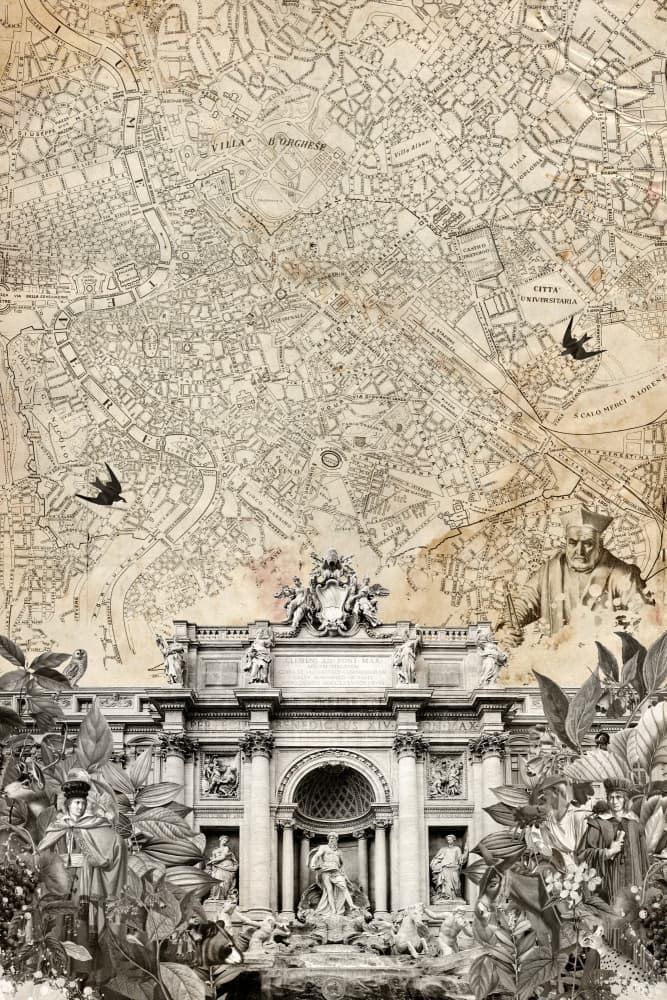 Vintage Trevi Fountain Rome by Simon Goggin — canvas wall art