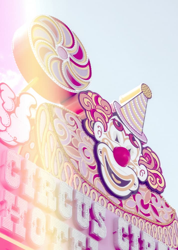 Retro Clown Circus Sign by Pictufy Studio III — canvas wall art