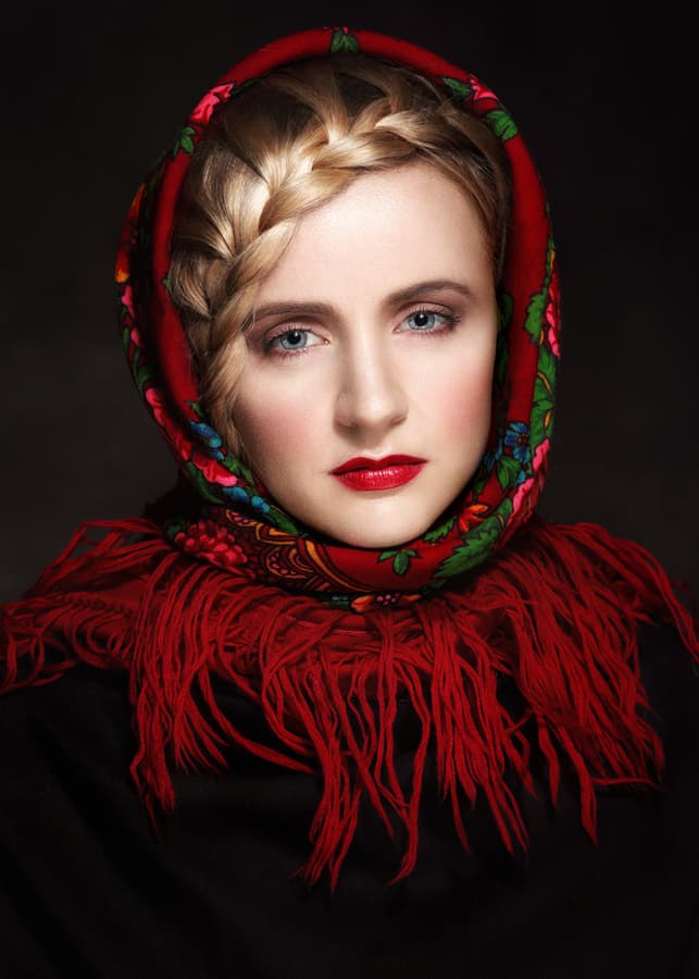 Red Scarf Maiden by Boris Belokonov — canvas wall art