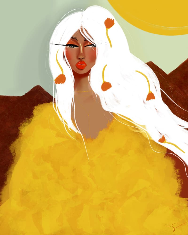 Golden Woman White Hair by Amy Straley — canvas wall art