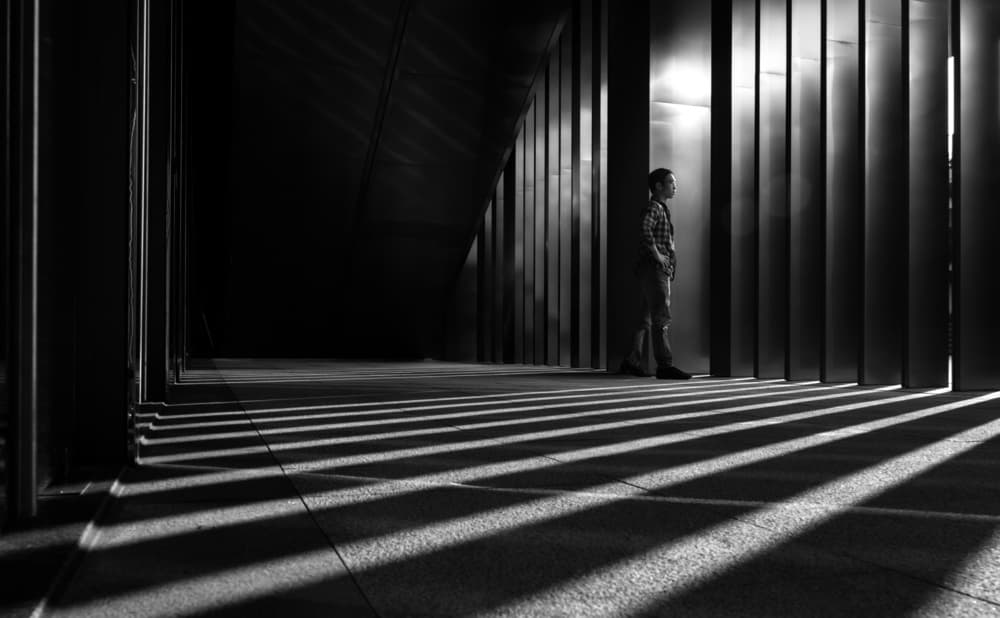 Solitary Man Geometric Shadows by Ke Liu — canvas wall art