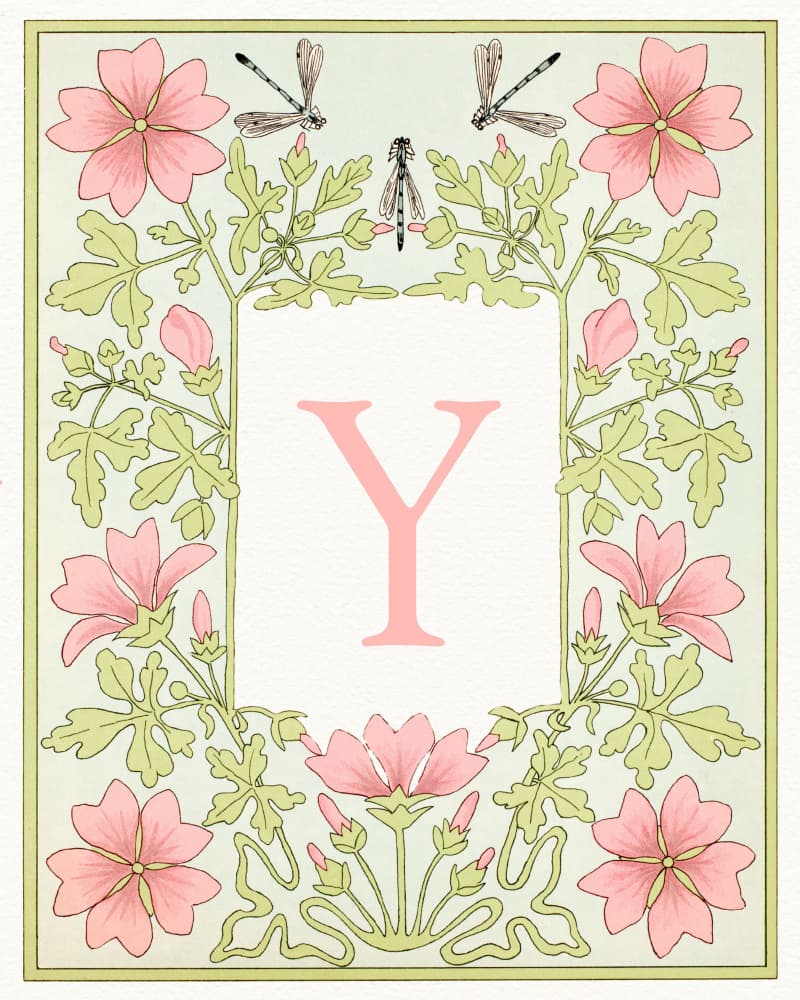 Elegant Floral Y Initial by Wild Violets — canvas wall art