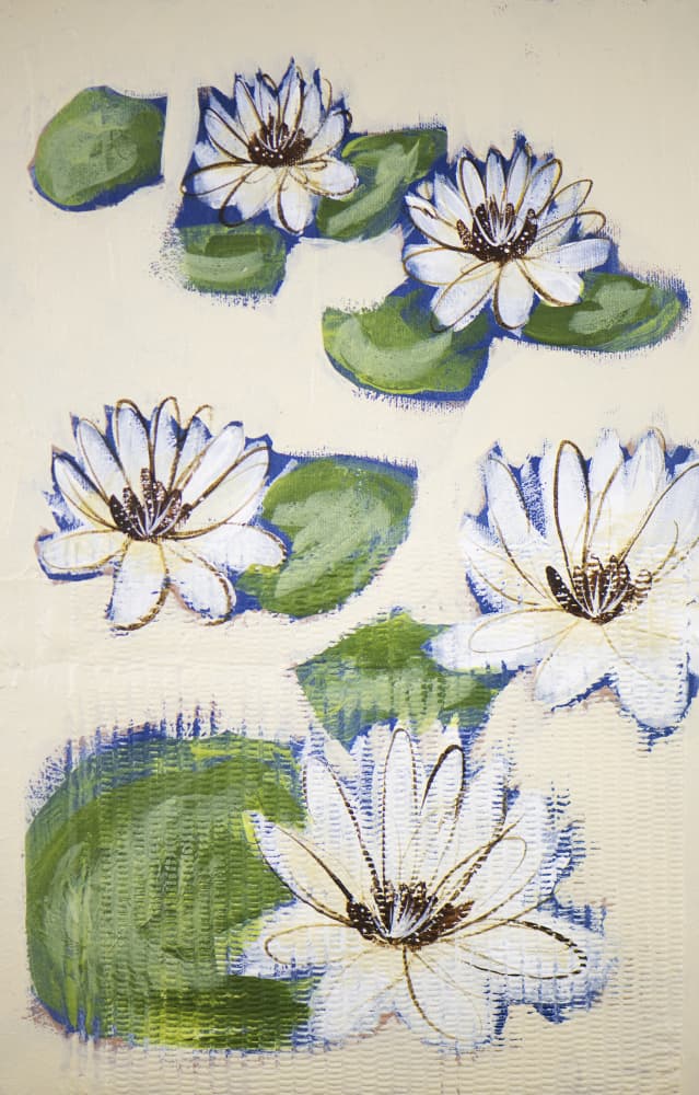 Floating Water Lilies by Shelley Hampe — canvas wall art