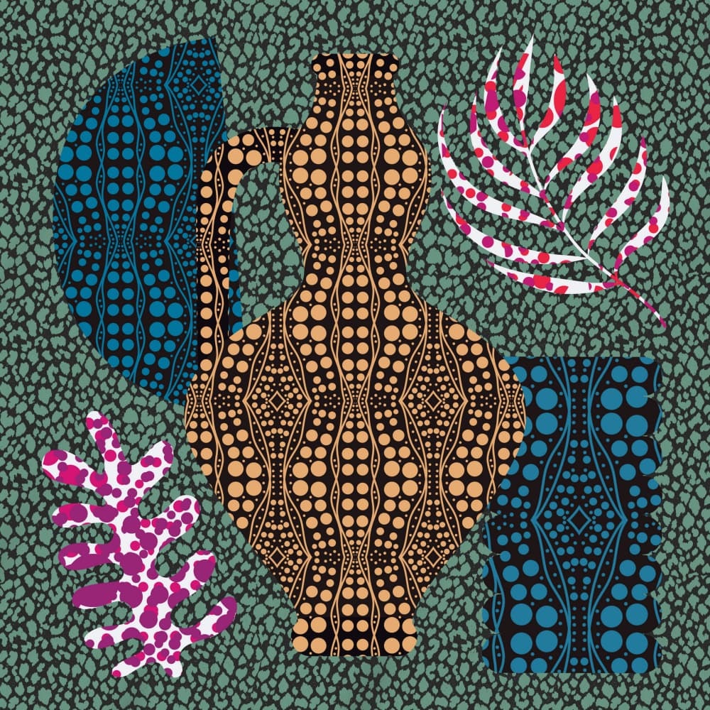 Patterned Pitcher Still Life by Little Dean — canvas wall art