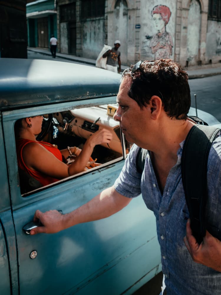 Havana Street Encounter by Andy Bauer — canvas wall art