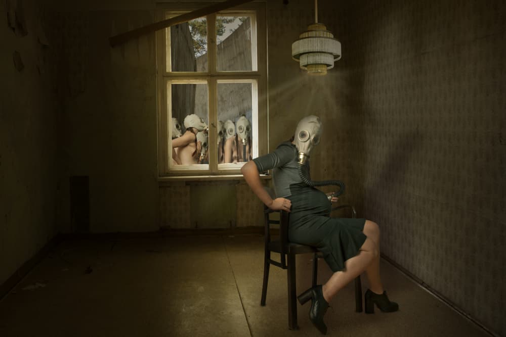 Eerie Gas Mask Woman by Christine von Diepenbroek — canvas wall art