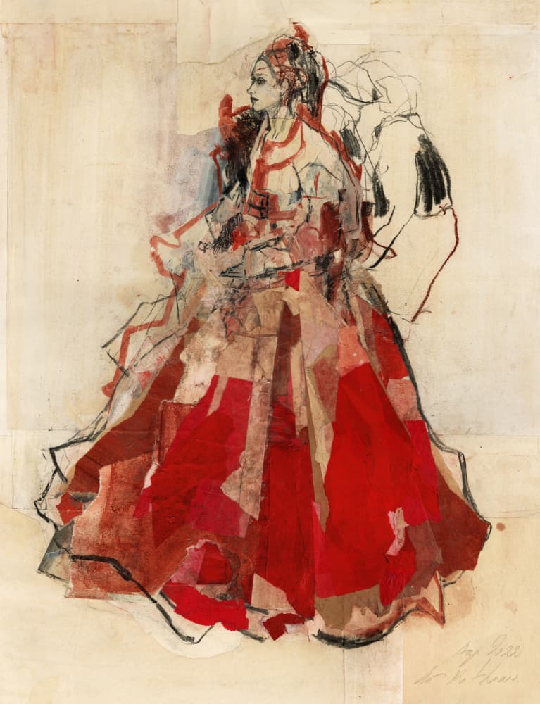 Elegant Woman In Red by Ute Rathmann — canvas wall art