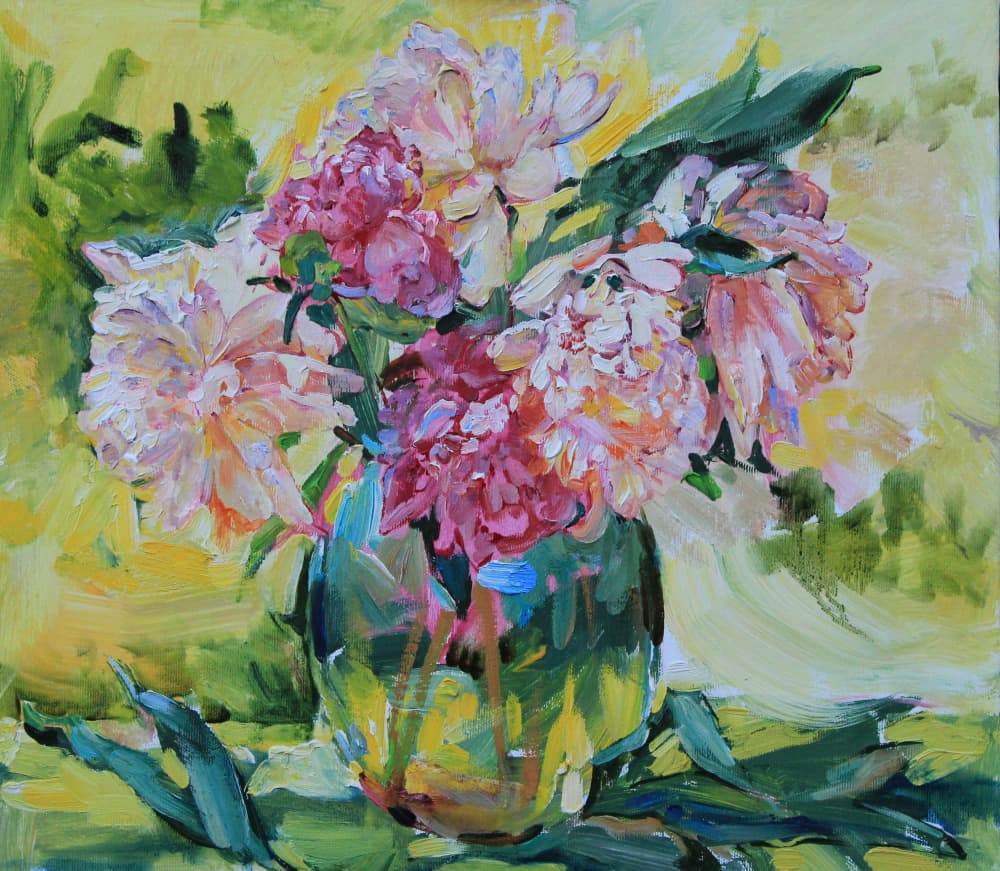 Vibrant Peony Bouquet by Andrii Kutsachenko — canvas wall art