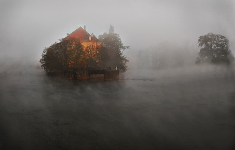 Misty Morning House by Jacek Stefan — canvas wall art