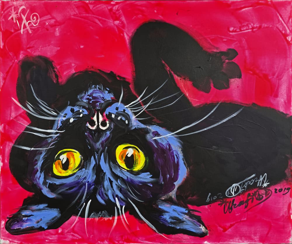 Curious Black Cat by Kanat Ibragimov — canvas wall art